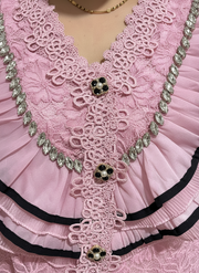 Designer Pink Lace Ruffle Blouse
