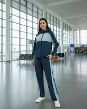 Two-Tone Navy and Gray Tracksuit Set