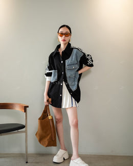 Black Denim+cotton shirt