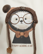 Cream Puppy Hat Sweatshirt