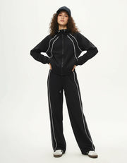 Black Zip-Up Track Suit Set