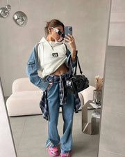 GO white Denim Coord set