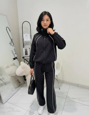 Black Zip-Up Track Suit Set