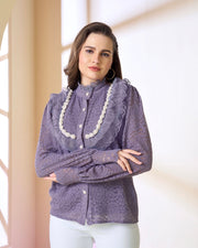 Lilac Ruffle Blouse
