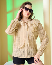 Pearl Embellished Lace blouse