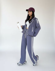 Striped Lavender Tracksuit Set