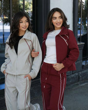 Red full zip coord set