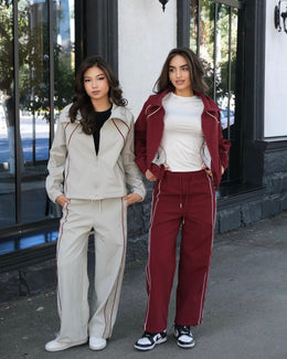 Red full zip coord set