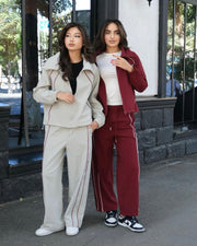 Red full zip coord set