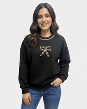 Black Jeweled Bow Sweatshirt