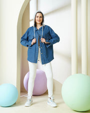 Oversized Hooded Denim Shacket