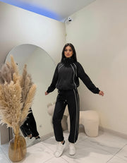 Black Zip-Up Track Suit Set