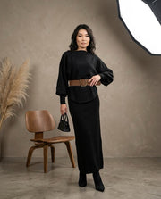 Coord set - Top & Maxi Skirt Set with Belt