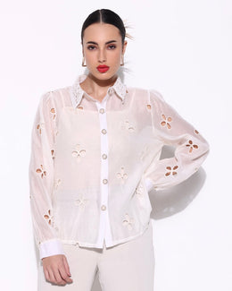 White embroidered shirt
