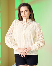 Women's Cream Lace Blouse