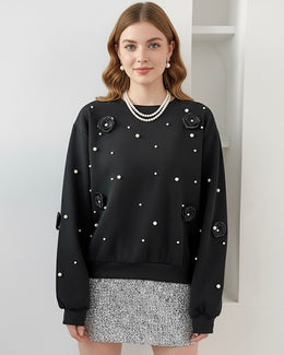 Black Pearl Flower Sweatshirt