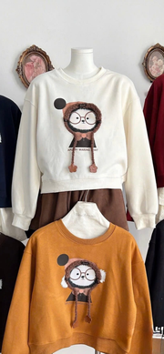 Cream Puppy Hat Sweatshirt