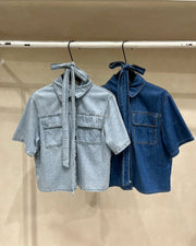 Light blue jacket with belt