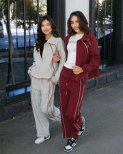 Red full zip coord set