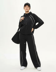 Black Zip-Up Track Suit Set