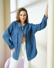 Oversized Hooded Denim Shacket
