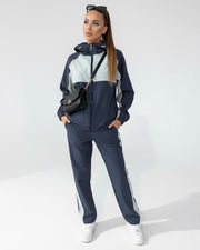 Two-Tone Navy and Gray Tracksuit Set