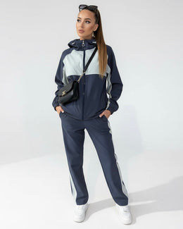 Two-Tone Navy and Gray Tracksuit Set