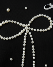 Black Pearl Bow Embellished Sweatshirt