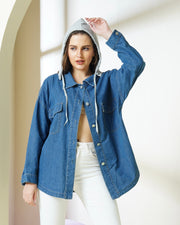 Oversized Hooded Denim Shacket