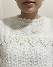 Round Neck Ruffle Yoke Blouse