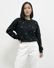 Black Pearl Flower Sweatshirt