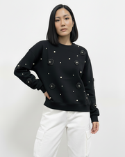 Black Pearl Flower Sweatshirt