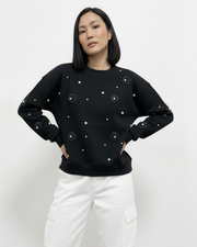 Black Pearl Flower Sweatshirt