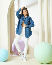 Oversized Hooded Denim Shacket