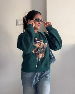 Forest Green Teddy Bear Sweatshirt