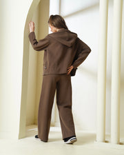 Brown Full-Zip Hooded Set