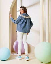 Pearl & Rhinestone Embellished Denim Shirt