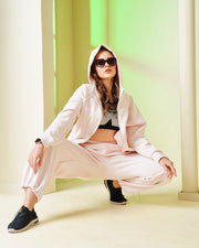 Pink Full-Zip Hoodie & Wide-Leg Set