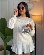 Round Neck Ruffle Yoke Blouse
