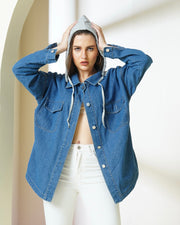 Oversized Hooded Denim Shacket