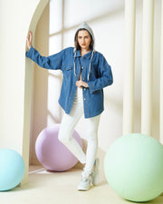 Oversized Hooded Denim Shacket