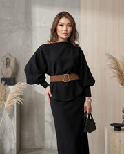 Coord set - Top & Maxi Skirt Set with Belt