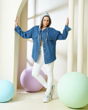 Oversized Hooded Denim Shacket