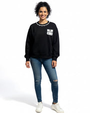Black Pearl Pocket Embellished Sweatshirt
