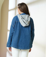 Oversized Hooded Denim Shacket