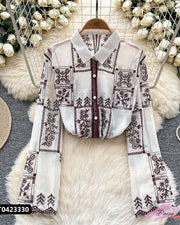 Brown embroidery shirt