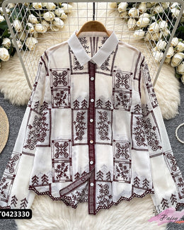 Brown embroidery shirt