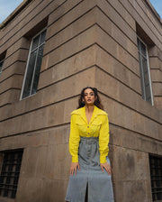 Yellow Denim Midi-Dress