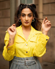 Yellow Denim Midi-Dress