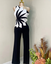BLACK & WHITE FLOWER JUMPSUIT